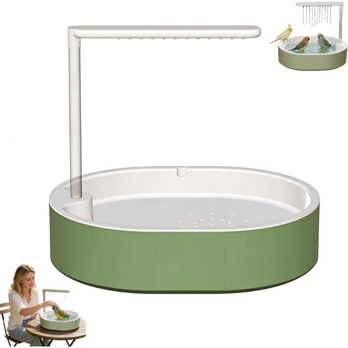 Bain pour Oiseaux Automatique avec Pompe à Eau et Fontaine – Grand Bac pour Perroquets Papegais Cacatoès Ara Perruches Canari