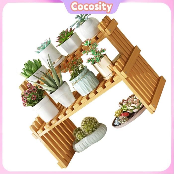 Cocosity Support de plante en bambou de dessus de table (Grand 60cm/23.62in)Table Top Bambou Plante Support Bureau meuble boite L S