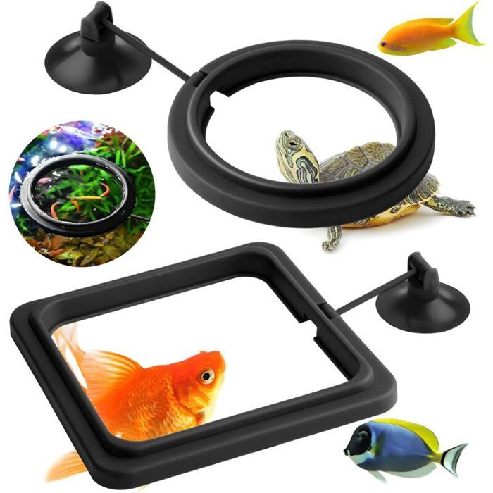 Anneau dalimentation pour Poissons 2 pièces pour Aquarium Poisson Tortue réservoir Accessoires Cercle dalimentation(Noir)