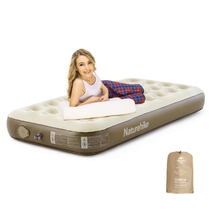 Matelas Auto-Gonflant 1 Personne 186x100x25 cm Pompe Rechargeable 150 kg Capacité Max Solution Camping & Maison Compacte