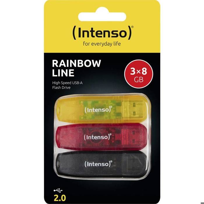 Intenso Rainbow Line Lot de 3 Clés USB 8 Go USB A 2.0 couleurs assorties multipack