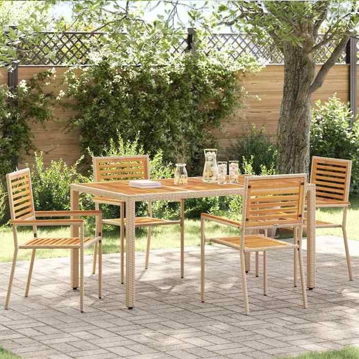 Marron Chaises empilables de jardin 4 pcs Marron et beige - Siège de balcon LV63798