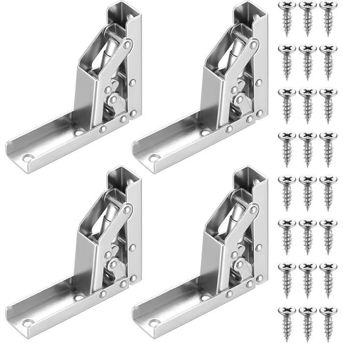 4 Pcs Charnières De Porte Supports Charnières Étagère Pliables À 90 Degrés/180 Degrés Charnières Pour Étagères Table Console[AT25]