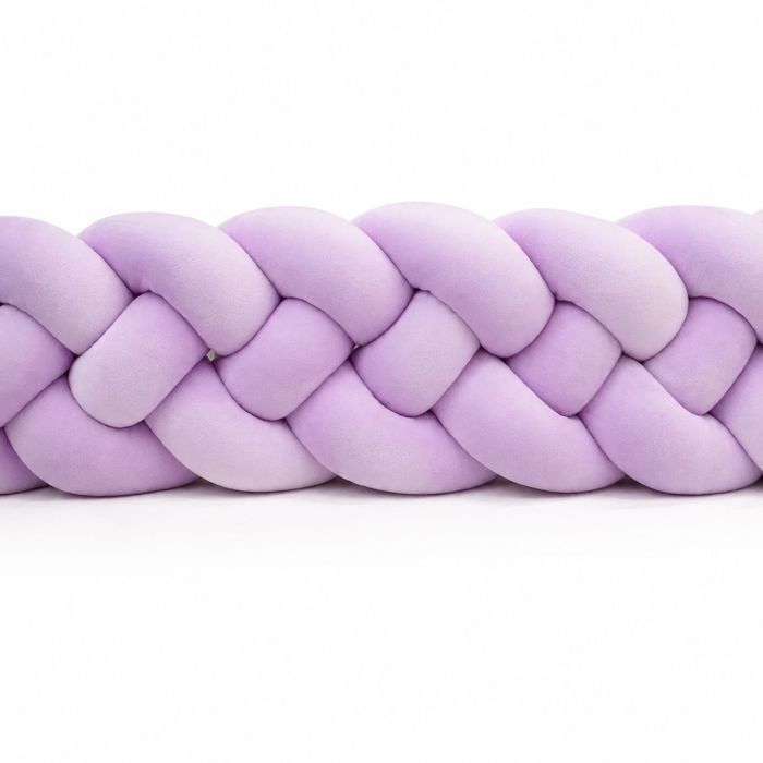 Tour de lit  bébé – Tressé 4 brins antichoc doux – Protection bébé berceau  - Tricot main – 2M Violet