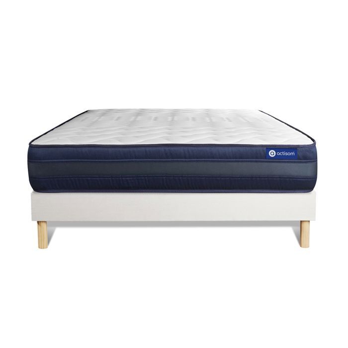 Ensemble Matelas Sommier 120x200 cm - Sommier Blanc (en kit) - Actimemo Tech