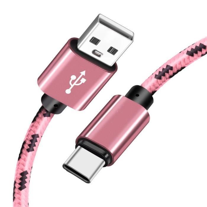 Rose taille 2m Câble USB type-c 3.0 Quick charge USB-C pour recharge  rapide, cordon de chargeur pour téléphon - Cdiscount Téléphonie