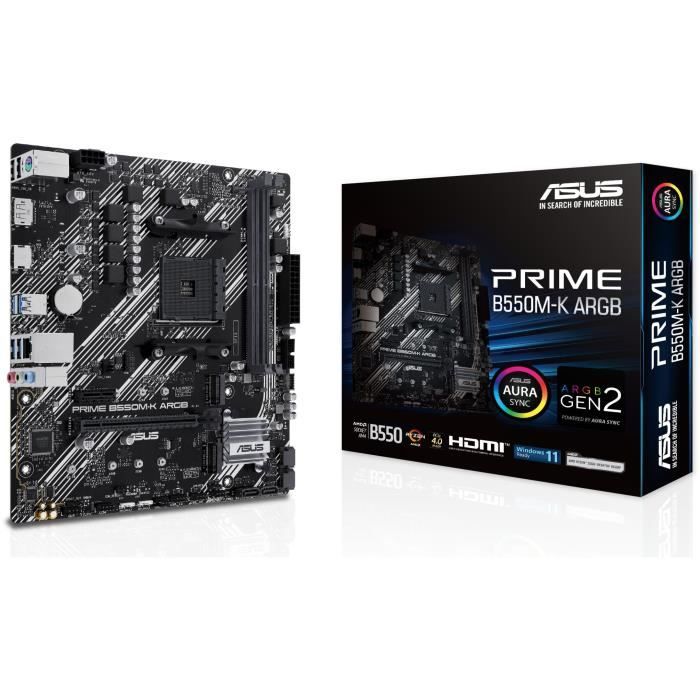 Carte mère - ASUS - PRIME B550M-K ARGB - Socket AM4 - DDR4 - Micro ATX