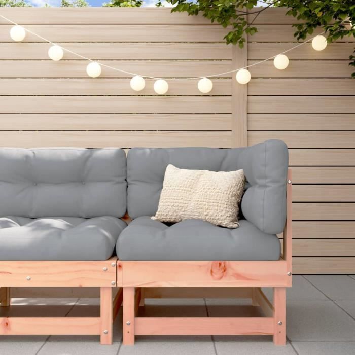 Canapé d'angle en bois de douglas massif - ATYHAO - Gris - Pour jardin, patio ou terrasse