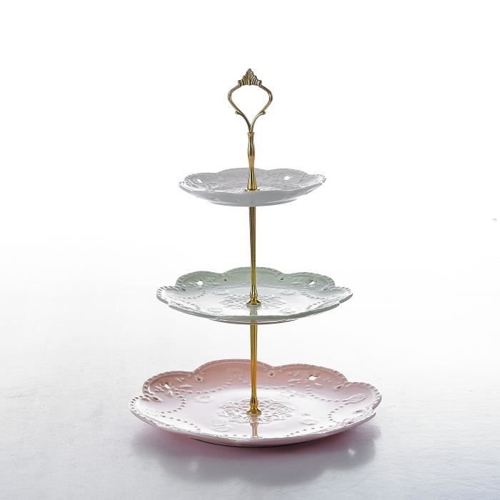 Malacasa Presentoir A Gateau Porcelaine Support Dessert 3 Etages Rond Pour Mariage Fete Soiree Achat Vente Presentoir A Pop Cake Cdiscount