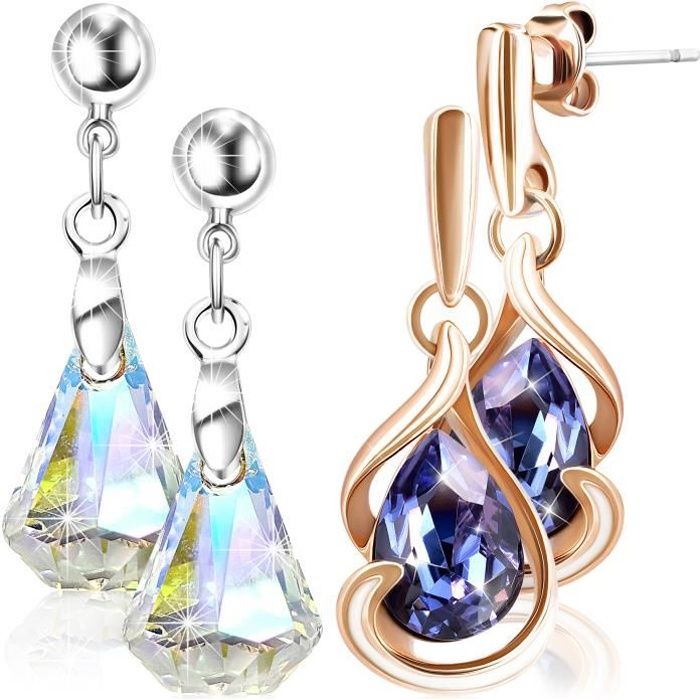 boucles d/'oreilles en or pour femmes bijoux  cristal une paire Argent 925 luxe