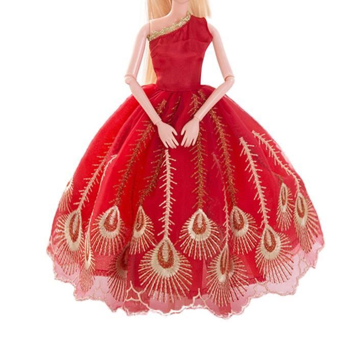 Robe de mari e rouge pur Barbie Doll Soir e v tements pour Barbie