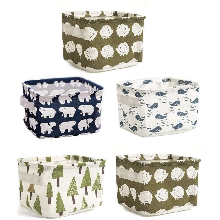5 Pcs Mini Paniers De Rangement Panier Rangement Bebe En Tissu Petite Boite De Rangement Pliable Organisateur Pour Jouets J 41 Cdiscount Maison
