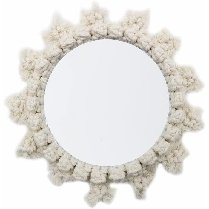 Miroir Mural Suspendu Avec Bord En Coton Petit Miroir Mural Decoratif Rond De Style Boheme Pour Salon Chambre Bebe Chambre Dec 1031 Cdiscount Maison