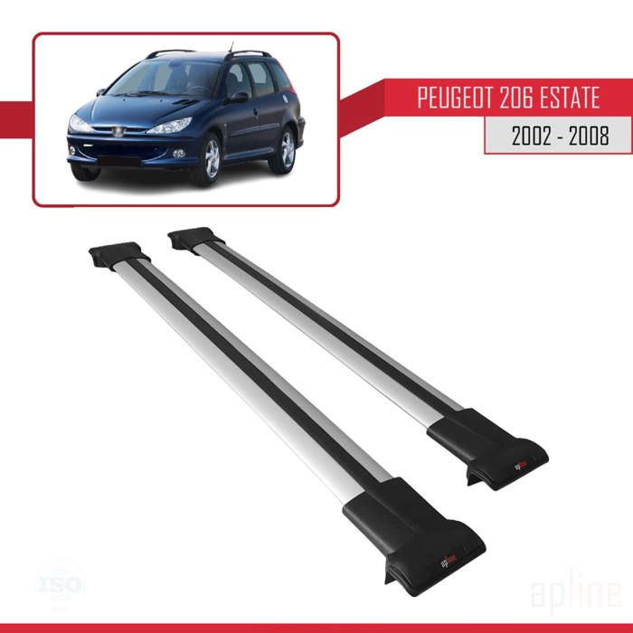 Compatible avec Peugeot 206 Estate 2002-2008 Barres de Toit FLY Modèle Railing Porte-Bagages de voiture GRIS