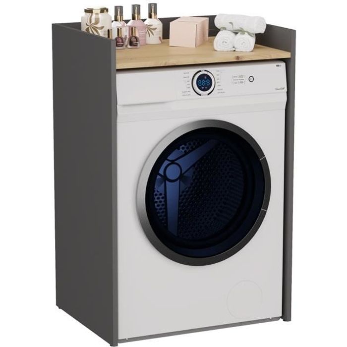 Meuble de salle de bain - Gris brillant 64x25,5x190 cm - Rangement buanderie  - Etagère machine à laver - Armoire lave-linge -ALA - Cdiscount Maison