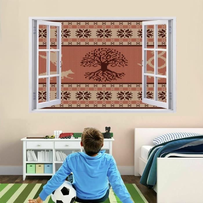 Autocollant Mural Vinyle Décoration Arbre Couleur Unique - Marque RexburgVinyl - Design T3A - NEUF