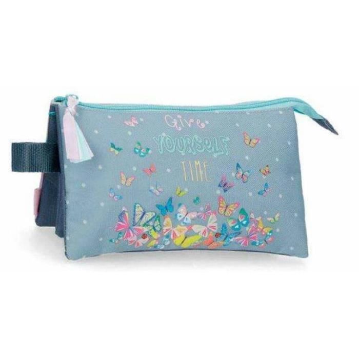 Astuccio Triplo Pepe Jeans Jane - 22x12x5cm, Poliestere, Blu Con Manico - Foto 5