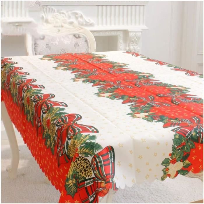 Nappe De Noël Rectangulaire En Tissu Teint Fil Lurex Tartan Fabriquée En Italie, Nappe De Noël