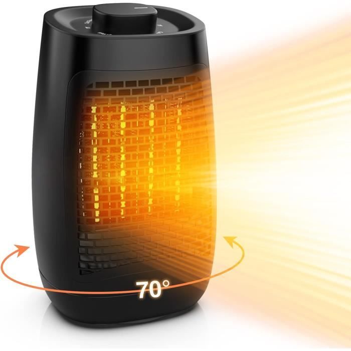 Chauffage Soufflant HyAdierTech 800W - Mini Radiateur PTC Oscillant 90° | Chauffage D'appoint Bureau Et Chambre