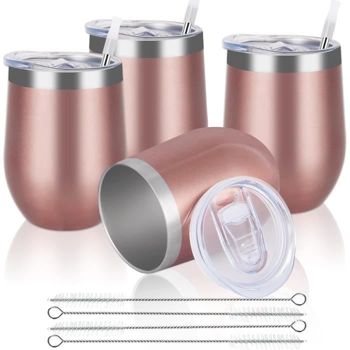 PopYum Lot De 2 Gobelets Isothermes En Acier Inoxydable De 255 Ml Avec Couvercle Et Paille, Bleu, Vert, Empilable, Pour Bébé, Enfant, Tout-petit, Double Paroi, Vide, étanche