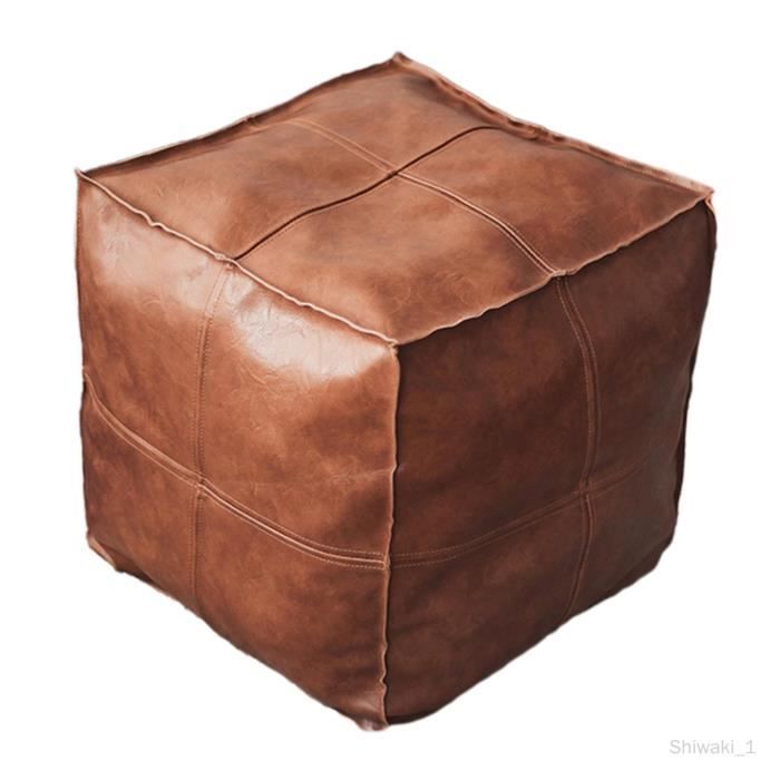 Housse De Pouf Marocain En Cuir PU Premium - Tabouret De Rangement & Repose-Pieds, Tour