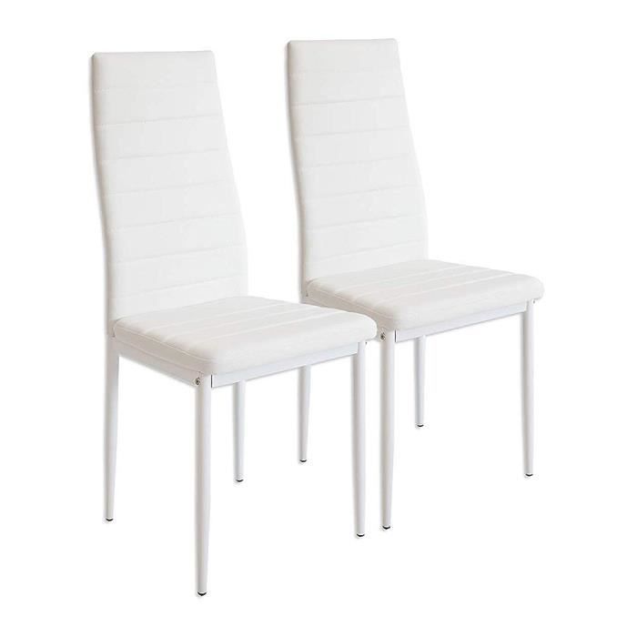 lot de 2 chaises de salle à manger - blanc - pieds en métal - 42 x 48 x 98 cm sam