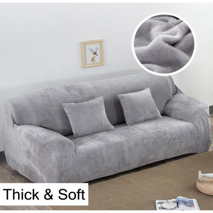 Housse de Canapé - 3 Places - Velours Extensible - 190-230 cm - Anti-poussière