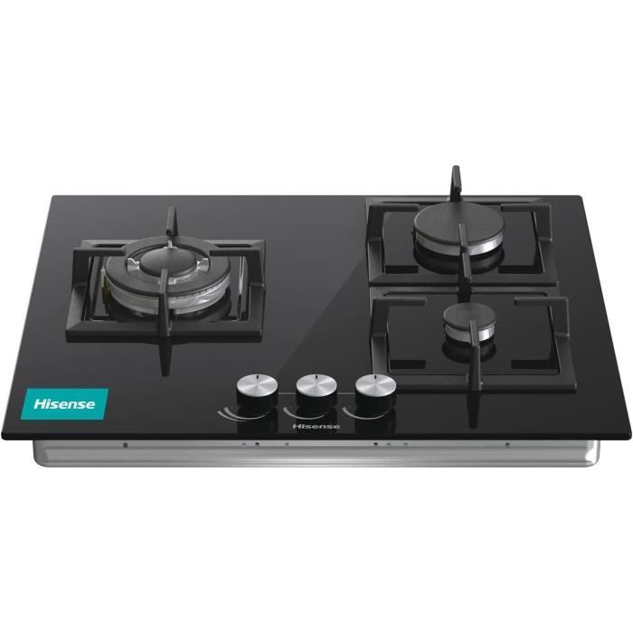 Hisense GG633B Plaque de gaz naturel 3 zones 60 cm Grille en fonte et