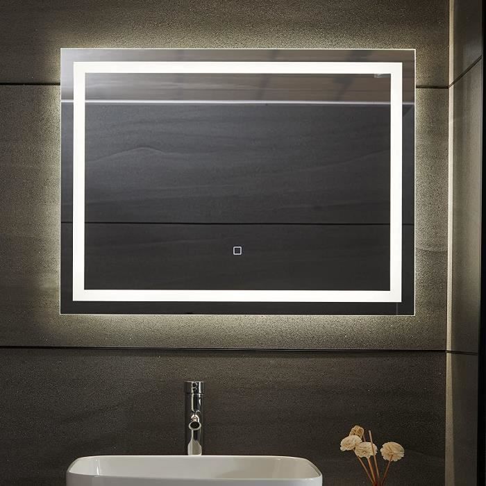 Miroir Salle De Bain 90 X 60 Cm, Miroir Mural Arqué, Miroir