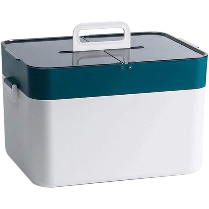 Boîte à Pharmacie 3 Niveaux Sevitini - Portable, Pliable, Anti-Poussière - Idéale Pour Médicaments Maison 28,5x17x15,5cm (Vert)
