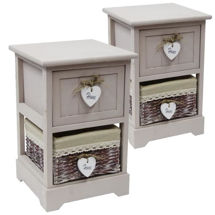 2x Tables De Chevet Vintage Table De Nuit En Bois Beige 30 X 30 X