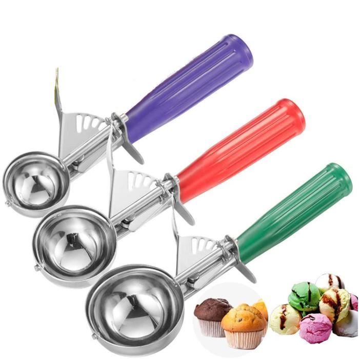 Cuillère à Glace En Inox 304 Avec Déclencheur - Pour Boules De Glace, Purée, Cookies, Pâtes (facile à Nettoyer)