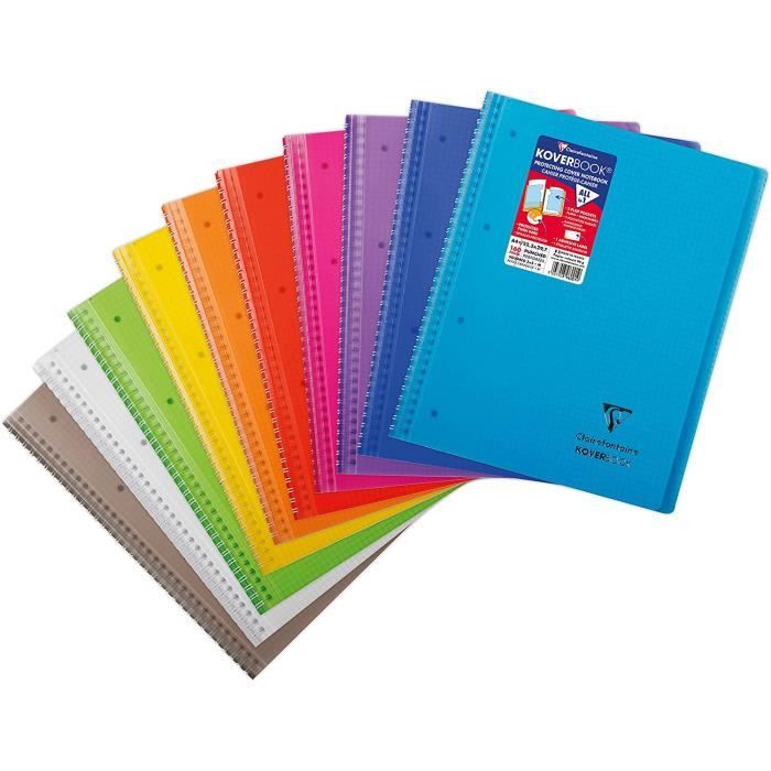 Clairefontaine Cahier à Spirale Koverbook Rose A4+ 160 Pages - Papier 90g Détachables