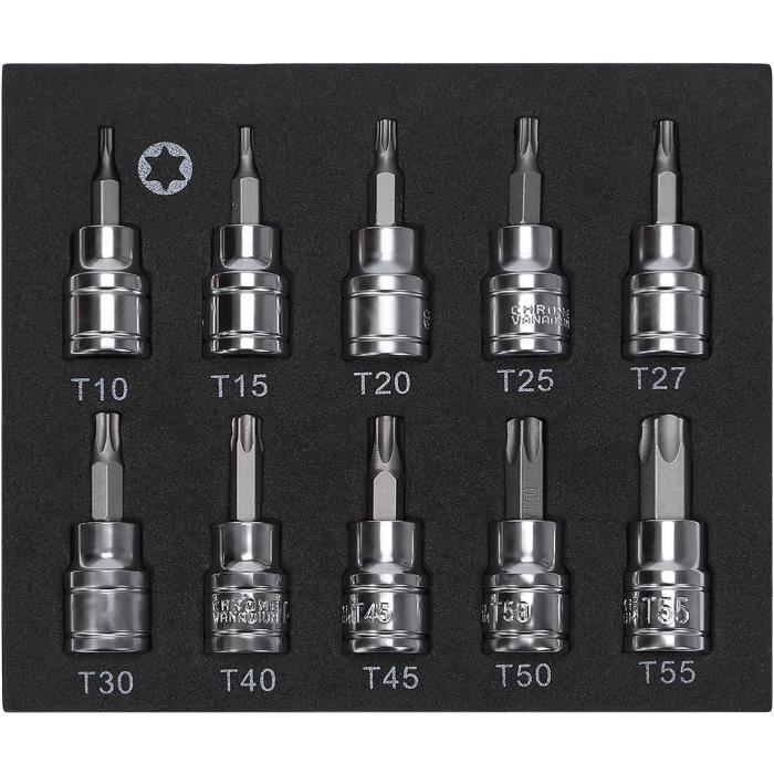/'à douilles alésage 1//2 8 pièces TX20 TX25 TX30 Torx TX40 TX45 TX50 Tx55 TX60 Pièces Profil T trou Vis Torx Sécurité Torx Clé Torx longue Noix profonde Noix Set Jeu de douilles à douilles Noix