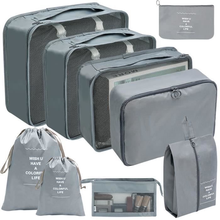 Set De 10 Packing Cubes Pour Valise - Organisation Voyage, Camping, Rangement Maison (champagne/rose)