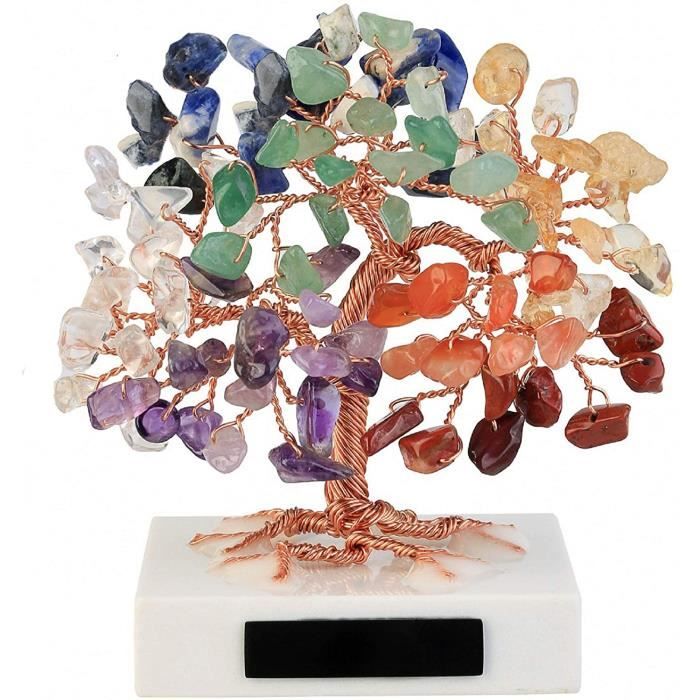 crystaltesrs arbre de vie chakra décoration feng-shui cristal guérison 7chakra base en marbre petite décoration arbre de vie quart