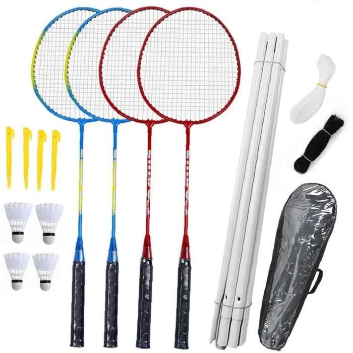 Professional Badminton Set 4 Joueur Raquette Volant polonais Net Sac Jeu 211074 