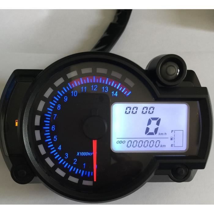 95mm Compteur de vitesse de moto, Compteur de vitesse à double compteur  kilométrique Vitesse Compteur Gear Affichage numérique Moto universelle