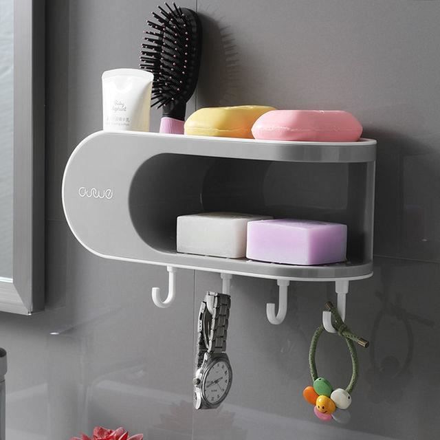 2x Porte Savon Mural Sans Perçage ZSMJAER - Support Savon Aluminium Gris Salle De Bain