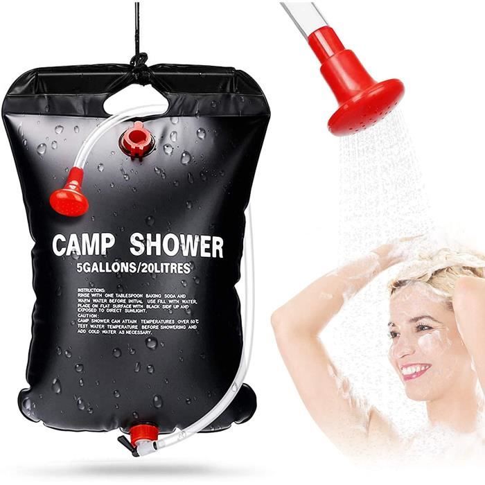 Douche Solaire Portable 20L Pour Camping - Tuyau Et Pommeau Inclus