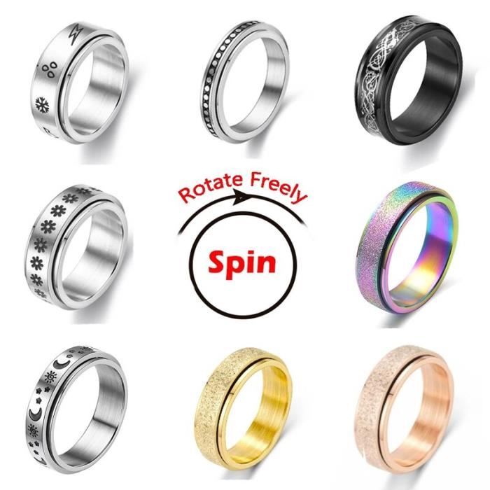 Bague - Acier Inoxydable - Ouverture Réglable - Anti Stress - Femme Bague - Acier Inoxydable - Ouverture Réglable - Anti Stress - Femme