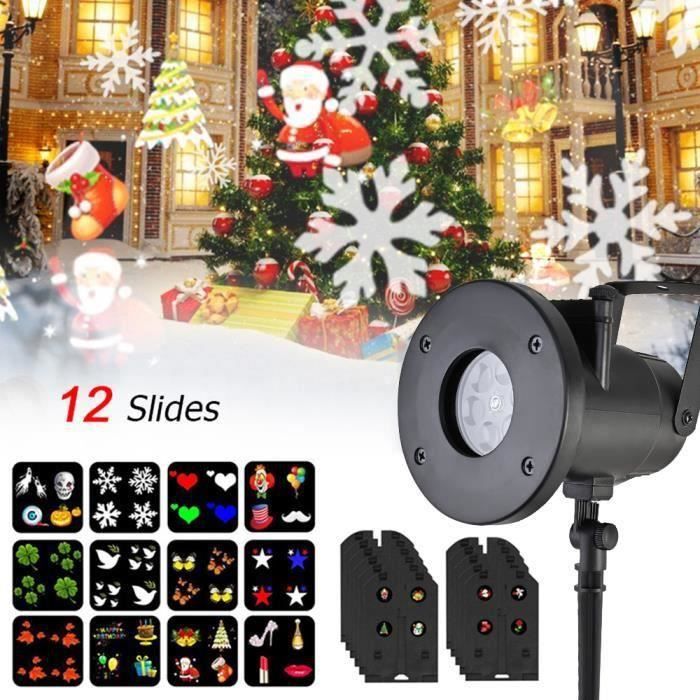 Projecteur LED Flocons De Neige Noël - Motifs 3D Animés (sapin, Père Noël...), étanche IP65, Câble 5 M - Pour Jardin, Façade, Fêtes - 4