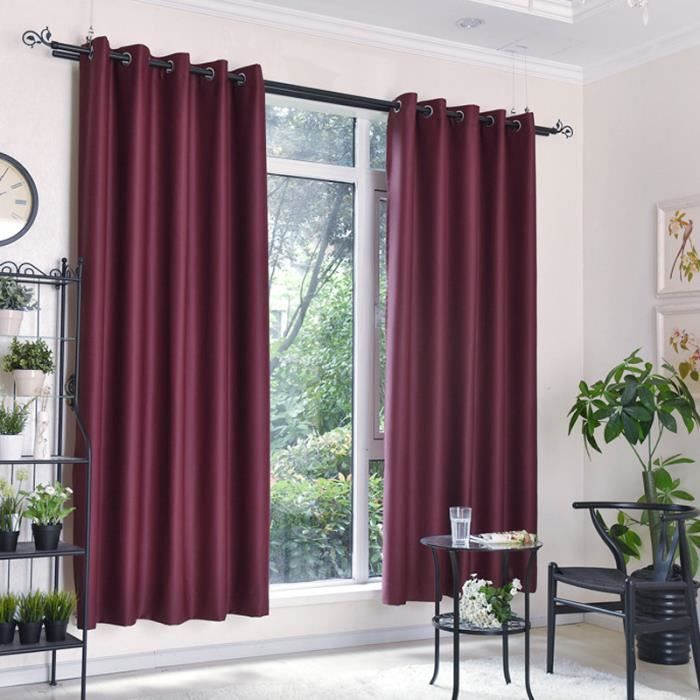 Lot de 2 Rideaux occultants Rideau oeillets Rouge fonce 140x180 cm