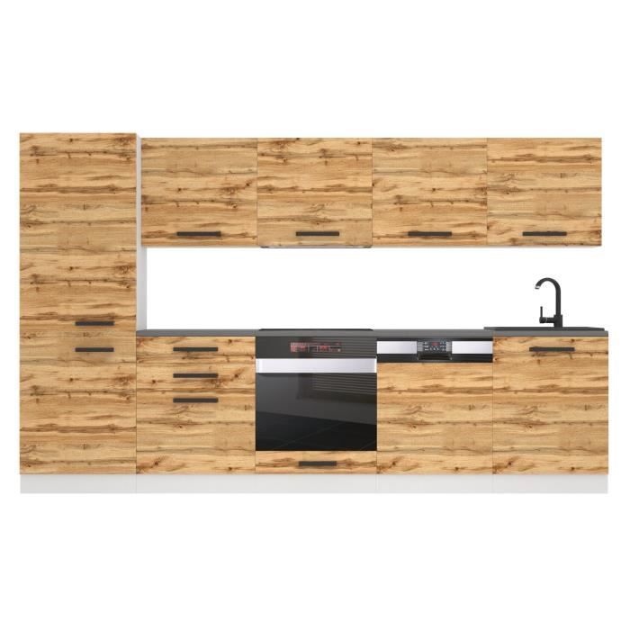 Belini Cuisine Equipee Complete ROSE Muebles de Cuisine Complets - 300 cm. Sans Plan de Travail chêne wotan
