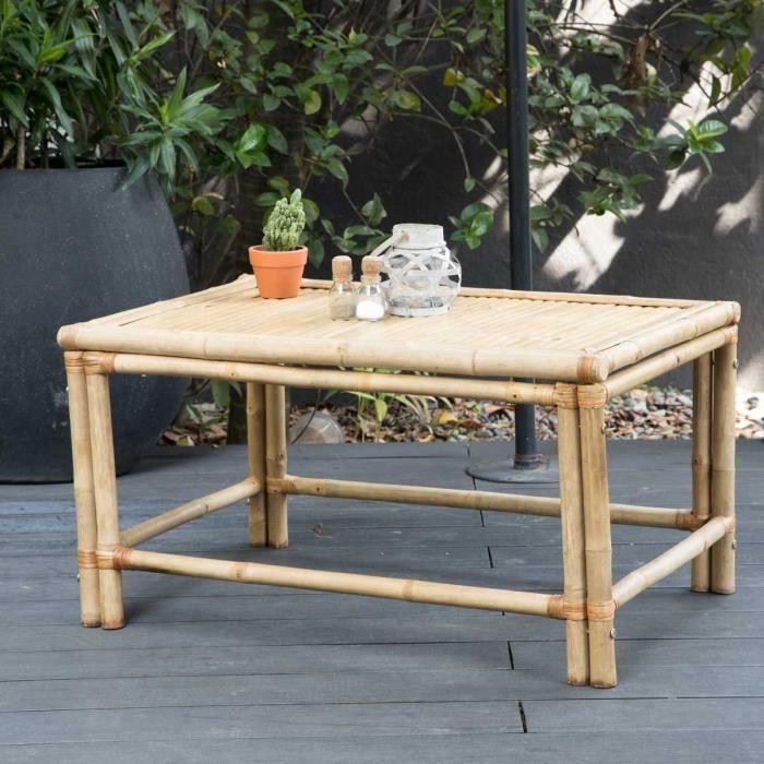 table basse - casatera - taman - bambou naturel - ethnique - bois clair