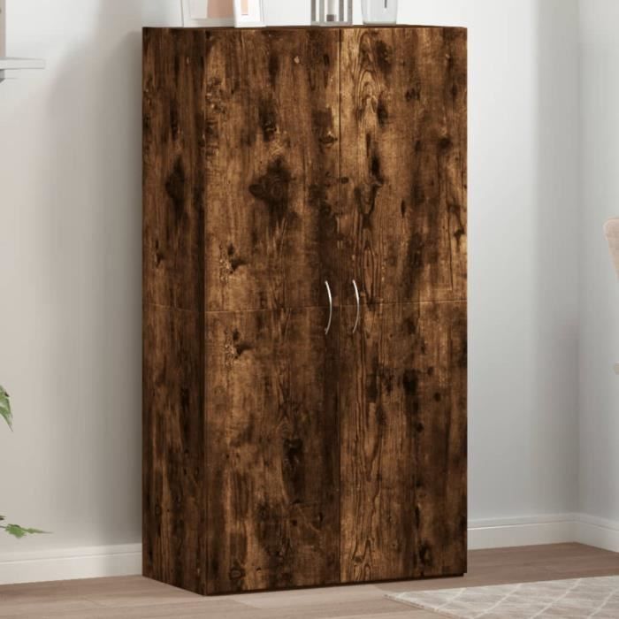 Armoire de classement - CUQUE - AF1471 - Chêne fumé - Bois dingénierie - 60x32x115 cm