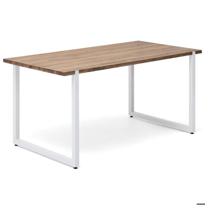 table salle à manger uley - box furniture - vintage industriel - blanc - bois massif - 140x80x75cm