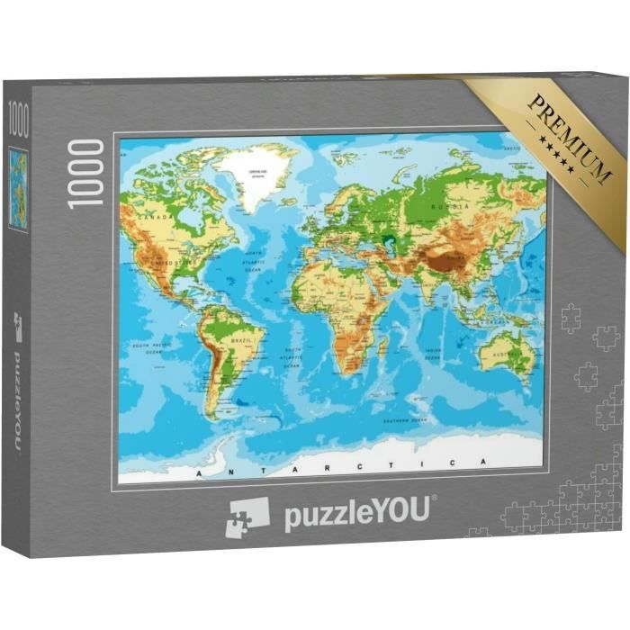 Puzzle De 1000 Pièces « Carte Du Monde Physique »[u8450] - Cdiscount ...