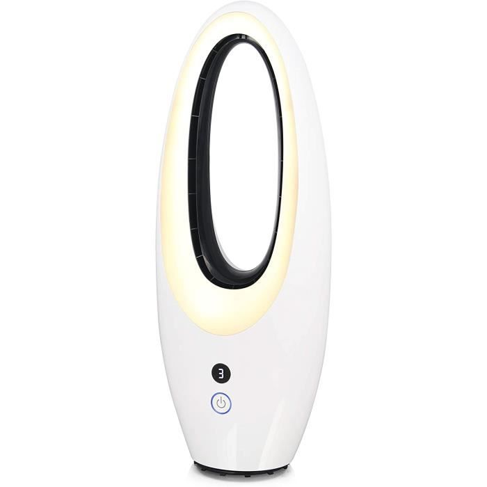 Emerio Ventilateur tour design avec éclairage LED ambiant, télécommande, écran tactile, oscillation, hauteur 80 cm,