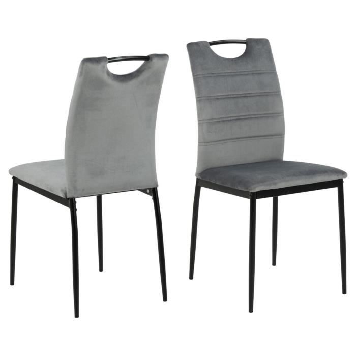 chaise de salle à manger dianna - emob - lot de 4 - métal - gris - contemporain - design